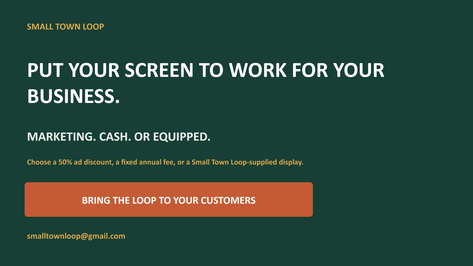 Small Town Loop screen partner invitation